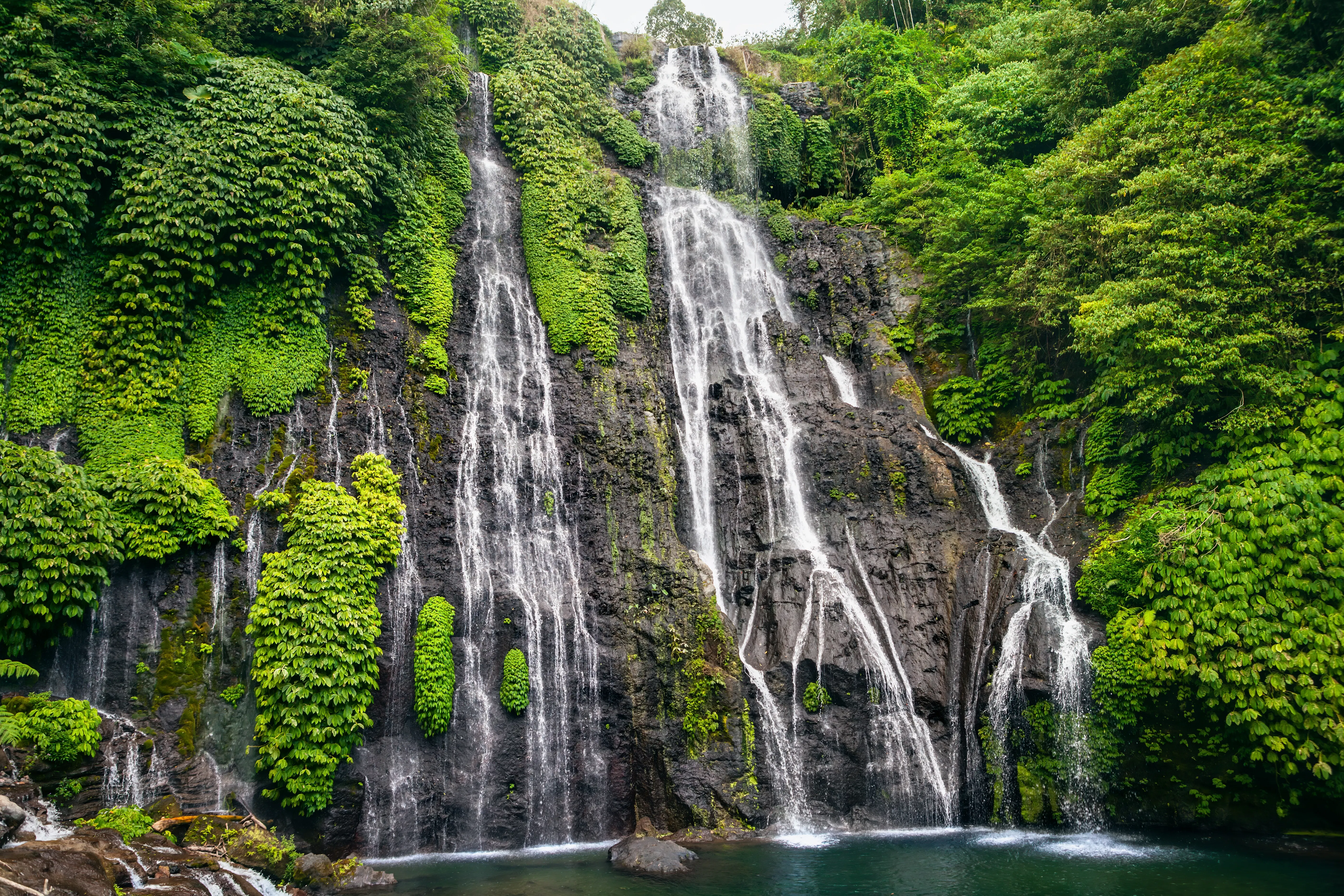 Private waterfall swimming in the jungle